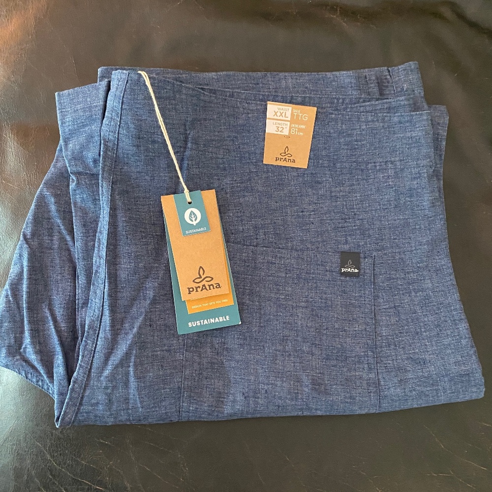 prAna Men’s Sutra Pant Equinox Blue XXL/32 Sustainable Hemp Blend NWT